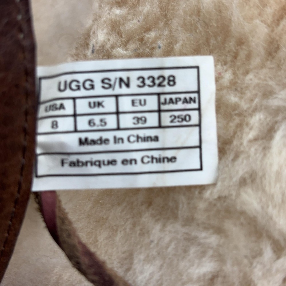 UGG Tularosa Boots Womens Sz 8 Brown Leather Shearling Lined Lace Up Winter 3328 - Picture 8 of 10